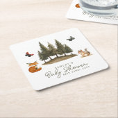 Baby shower Waterverf bossen bosdieren Kartonnen Onderzetters (Schuin)
