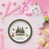 Baby shower Waterverf bossen bosdieren Papieren Bordje (Feest)
