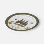 Baby shower Waterverf bossen bosdieren Papieren Bordje (Gekanteld)