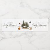 Baby shower Waterverf bossen bosdieren Waterfles Etiket (Enkel label)