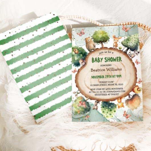Baby shower Waterverf bossen Kaart