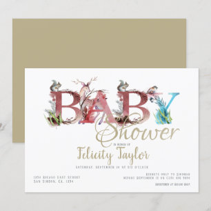 Baby shower Waterverf bossen Kaart
