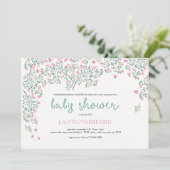 Baby shower Waterverf Bougainvillea Kaart (Staand voorkant)