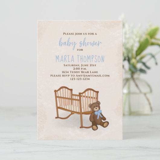 Baby shower Waterverf Boy Rustic stuffe Animal Kaart (Staand voorkant)