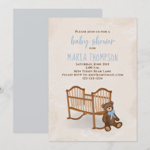 Baby shower Waterverf Boy Rustic stuffe Animal Kaart