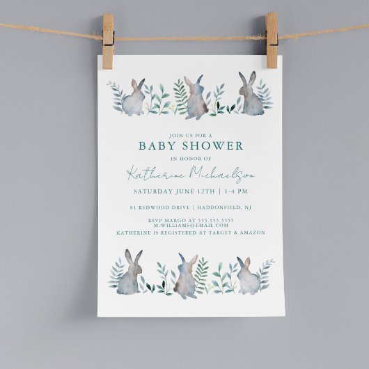 BABY SHOWER | Waterverf Bunny Kaart
