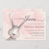 Baby shower Waterverf Bunny Kaart (Voorkant / Achterkant)