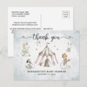 Baby Shower Waterverf Circus Bedankt Briefkaart (Voorkant / Achterkant)