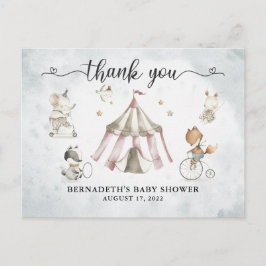 Baby Shower Waterverf Circus Bedankt Briefkaart