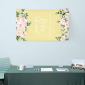 Baby shower waterverf citroengeel bloemschrift spandoek (Beurs)