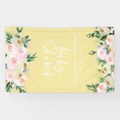 Baby shower waterverf citroengeel bloemschrift spandoek (Horizontaal)
