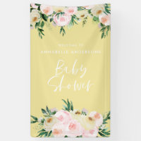 Baby shower waterverf citroengeel bloemschrift