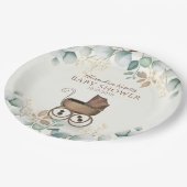 Baby shower Waterverf Cute Eucalyptus Leaves Papieren Bordje (Gekanteld)