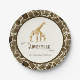 baby shower Waterverf Cute Giraffe Mama en Baby Papieren Bordje