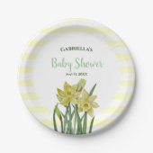 Baby shower Waterverf Daffodils Illustratie Papieren Bordje (Voorkant)