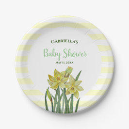 Baby shower Waterverf Daffodils Illustratie Papieren Bordje