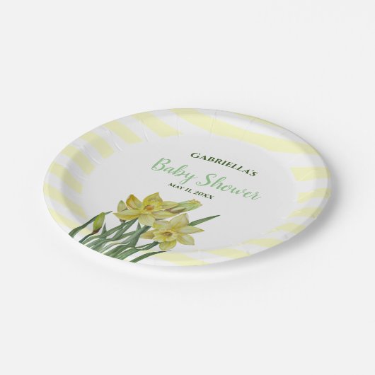 Baby shower Waterverf Daffodils Illustratie Papieren Bordje (Gekanteld)