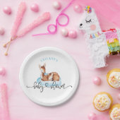 Baby shower Waterverf Deer Blue Cloud Papieren Bordje (Feest)