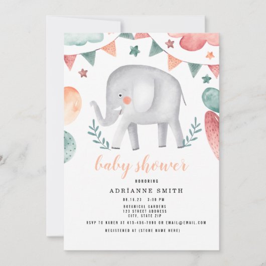 Baby shower Waterverf Dier Save The Date (Voorkant)