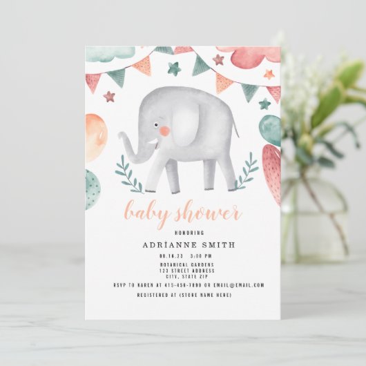 Baby shower Waterverf Dier Save The Date (Staand voorkant)