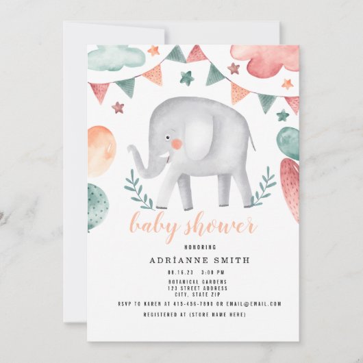 Baby shower Waterverf Dier Save The Date (Voorkant)
