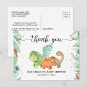 Baby shower Waterverf Dinosaur Dank u Briefkaart (Voorkant / Achterkant)