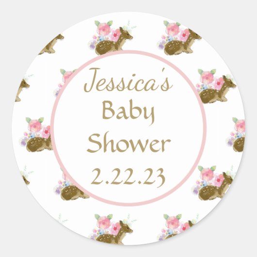 Baby shower Waterverf Floral Boho Ronde Sticker (Voorkant)