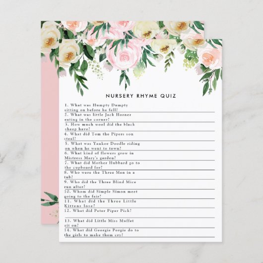 Baby shower waterverf florale crème (Voorkant / Achterkant)