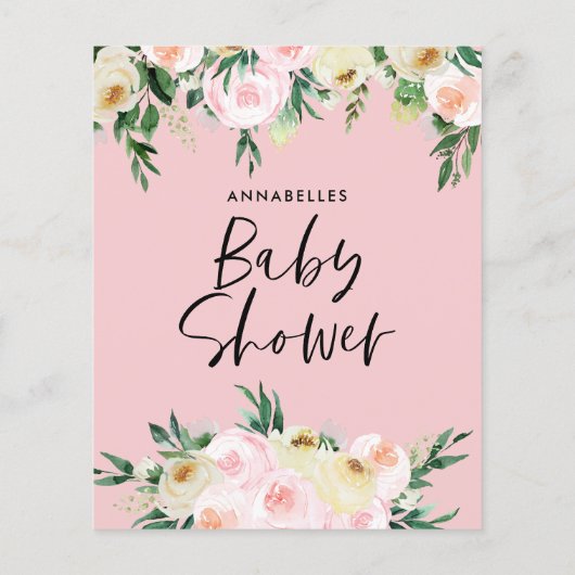 Baby shower waterverf florale crème (Achterkant)