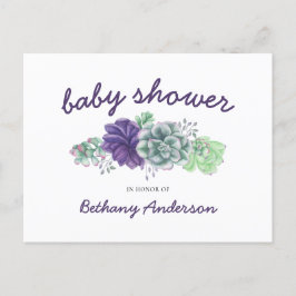 Baby shower Waterverf Garland van vetplanten Uitnodiging Briefkaart