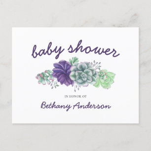 Baby shower Waterverf Garland van vetplanten Uitnodiging Briefkaart