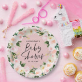 Baby shower waterverf geel girale script papieren bordje (Feest)