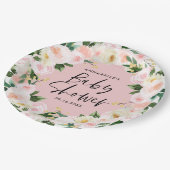 Baby shower waterverf geel girale script papieren bordje (Gekanteld)