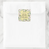 Baby shower waterverf geel girale script vierkante sticker (Tas)