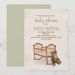 Baby shower Waterverf Geslacht Neutraal Rustic Ted Kaart