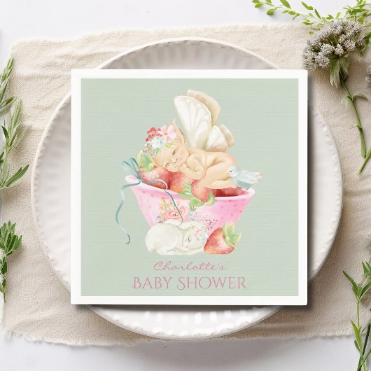 Baby shower Waterverf Girl Fairy Cute Rabbit Servet