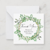 baby shower waterverf greenery hartelijk dank notitiekaartje (Voorkant)