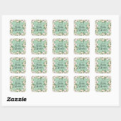 Baby shower waterverf groen girly florly script vierkante sticker (Vel)