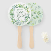 Baby shower Waterverf groen krans Handwaaier (Voorkant en achterkant)