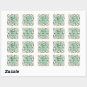 Baby shower waterverf groene roze florale dank vierkante sticker (Vel)