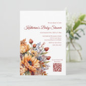 Baby shower-Waterverf Herfst Bloemen- Kaart (Staand voorkant)