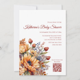 Baby shower-Waterverf Herfst Bloemen- Kaart
