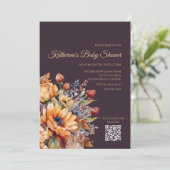 Baby shower-Waterverf Herfst Bloemen-Paarse Kaart (Staand voorkant)