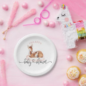 Baby shower Waterverf Herten Roze Wolk Papieren Bordje (Feest)