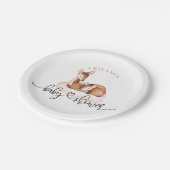 Baby shower Waterverf Herten Roze Wolk Papieren Bordje (Gekanteld)