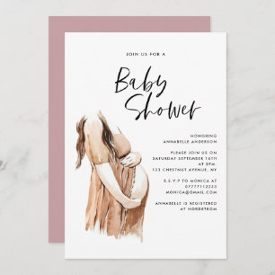 Baby shower waterverf illustratie eenvoudig script