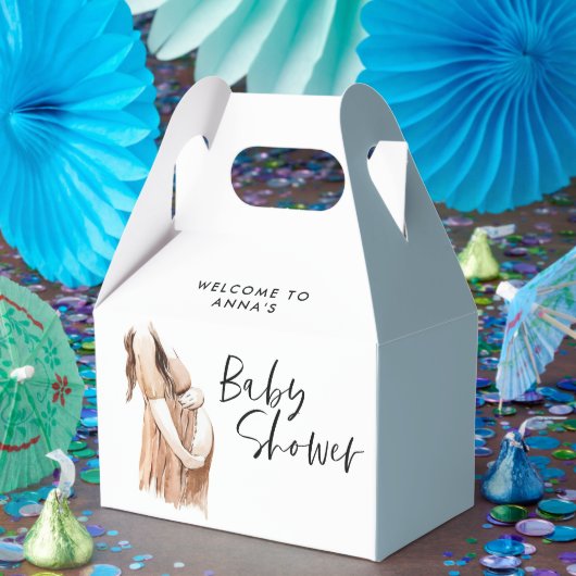 Baby shower waterverf illustratie eenvoudig script bedankdoosjes (Feest)