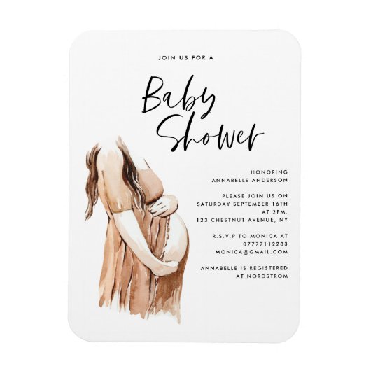 Baby shower waterverf illustratie eenvoudig script magneet (Verticaal)