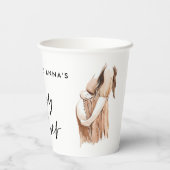 Baby shower waterverf illustratie eenvoudig script papieren bekers (Achterkant)