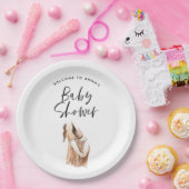 Baby shower waterverf illustratie eenvoudig script papieren bordje (Feest)